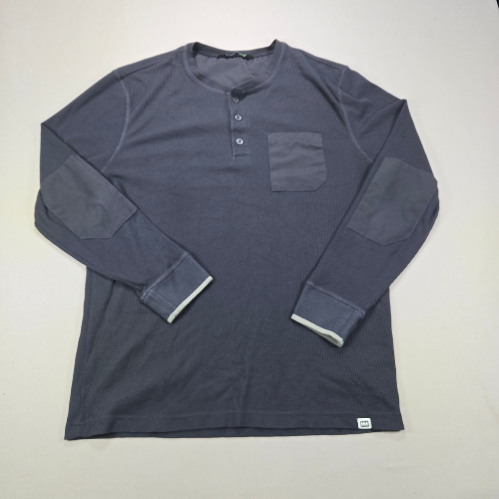 Helly Hansen Henley Waffle Knit Thermal Elbow Patch Charcoal Grey Mens XL
